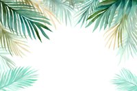 Watercolor palm leaves frame on white background, creating tropical border for summer designs and invitations.