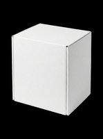 White cardboard box isolated on transparent background, ready for design use. Blank packaging mockup for product branding, print on demand, stickers, and clipart projects.