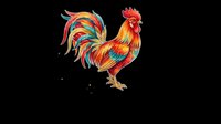 Colorful rooster illustration isolated on transparent background, ready for t-shirt design, clipart, stickers, print-on-demand products, and sublimation projects.