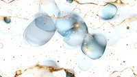 Ethereal light blue watercolor circles with golden splatters and flowing lines on white background, creating dreamy abstract composition for modern wall art and stationery design.