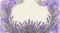 Watercolor lavender frame with purple flowers and soft botanical border, copy space in center for text or design use.