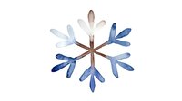 Delicate watercolor snowflake in shades of blue and brown on white background, winter seasonal art element for holiday designs and decorative projects.