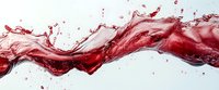 Dynamic red wine splash with flowing liquid and droplets creating dramatic movement against white background, perfect for beverage advertising and menu design.