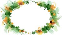 St. Patrick's Day frame with green shamrocks, gold coins and decorative elements on white background for festive design projects.