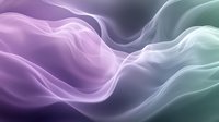 Ethereal flowing smoke waves in purple and mint green tones creating abstract fluid art pattern against dark background, suitable for modern design projects.