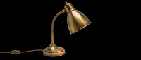 Vintage brass desk lamp with flexible gooseneck arm, isolated on transparent background. Ready for T-shirt design, stickers, clipart, print on demand, and sublimation projects.