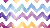 Colorful zigzag chevron stripes in watercolor style with soft pastel hues of purple, blue, yellow and pink on white background. Seamless pattern tiles seamlessly for wallpaper, fabric and design projects.