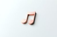 Rose gold musical note symbol on white background with soft shadow, minimal design concept for music and entertainment industry.