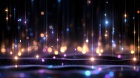 Abstract bokeh lights background with colorful glowing orbs and vertical light streaks creating magical atmosphere for presentations and designs.