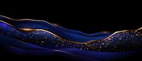 Luxurious dark blue and gold waves with glitter particles create elegant abstract background pattern for luxury design and presentations.