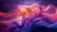 Abstract flowing waves in vibrant coral pink, purple and deep blue colors create dynamic motion against dark background, suitable for modern design projects.