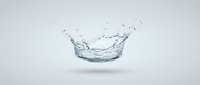 Water splash crown shape isolated on white background, suitable for beverage, cosmetics, and product packaging design.