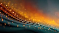 Abstract flowing wave with golden bokeh lights and particles on gradient background for luxury design projects and digital art compositions.