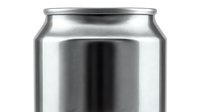 Blank aluminum beverage can isolated on white background, metallic silver container mockup for branding and product design presentation.