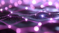 Abstract purple flowing waves with glowing particles and bokeh lights creating dynamic energy motion for modern digital backgrounds and futuristic designs.