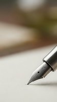 Close-up of elegant fountain pen nib on paper with soft blurred background for writing, calligraphy, and business documentation concepts.