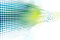 Dynamic halftone dot pattern transitioning from deep blue through turquoise and green to yellow, perfect for modern tech and business presentations or website backgrounds.