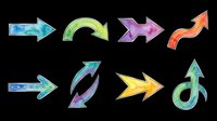 Colorful watercolor arrow set isolated on transparent background, ready for stickers, clipart, t-shirt design, print on demand, and sublimation projects.