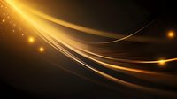 Elegant golden light waves flow across dark background with glowing particles and smooth curves creating luxurious abstract composition for design projects.
