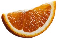 Fresh juicy orange slice with vibrant pulp texture isolated on white background, ready for commercial food and beverage designs and healthy lifestyle concepts.