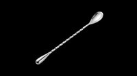 Stainless steel bar spoon with twisted handle, isolated on transparent background. Ready for clipart, print-on-demand, sublimation, t-shirt design, and digital craft projects.