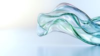 Flowing turquoise liquid wave creates elegant abstract shape against light background, showcasing smooth curves and transparent aqua movement for luxury design projects.