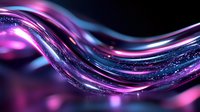 Abstract flowing waves with purple pink blue gradient colors and sparkling particles on dark background for modern digital design projects.