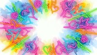 Vibrant watercolor hearts and flowers frame with rainbow colors creating romantic border on white background for wedding invitations and love designs.