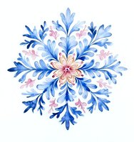 Delicate watercolor floral mandala with blue leaves and pink accents on white background, suitable for greeting cards and home decor.