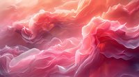 Abstract pink and coral waves creating fluid dynamic motion with soft ethereal smoke-like formations against dark purple background, suitable for modern interior design projects.