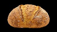 Rustic whole grain sourdough bread loaf with golden crust, isolated on transparent background, ready for bakery menus, stickers, print on demand, and T-shirt design use.