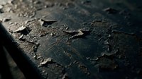 Weathered metal surface with peeling rust and oxidized coating, showing texture and decay for industrial design projects.