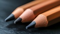 Sharp graphite pencils arranged on dark textured surface with dramatic lighting and shallow depth of field, showcasing fine details and craftsmanship in stationery.