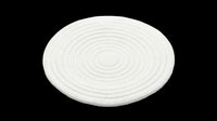 Minimalist white ceramic plate with concentric circular grooves, isolated on transparent background. Ready for design use on product mockups, kitchenware graphics, tableware designs, and print-on-demand applications.