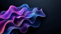 Flowing abstract waves in vibrant purple, blue and pink colors creating dynamic motion effect on dark background. Modern design for creative projects.