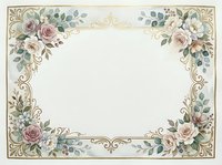 Vintage floral border frame with roses and ornamental scrollwork on cream background, isolated and ready for invitations, certificates, and design projects.
