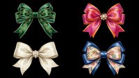 Elegant decorative bows set, isolated on transparent background, ready for stickers, t-shirt design, print on demand, sublimation, and clipart projects.
