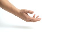 Open hand gesture reaching out on white background isolated for design and communication concepts.