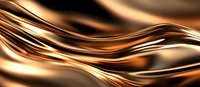 Luxurious copper and bronze metallic waves flow in smooth curves creating elegant abstract background with glossy reflective surface and dynamic movement.