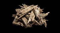 Pile of old weathered wood debris isolated on transparent background, ready for T-shirt design, stickers, clipart, print on demand, and sublimation projects.