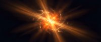 Explosive golden energy burst with radiating light beams and particles on dark background for cosmic and sci-fi designs.