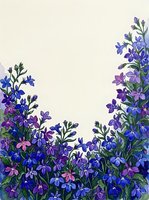 Watercolor floral border with blue and purple wildflowers on cream background, copy space for greeting cards, invitations, and prints.