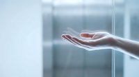 Open palm hand gesture against soft blurred light background, symbolizing giving, receiving, offering, or support in business and wellness concepts.