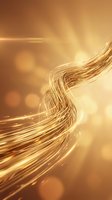 Golden flowing hair strands with warm bokeh light effects creating elegant movement and shine for beauty and haircare concepts.