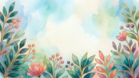 Watercolor floral border with blooming flowers and foliage in soft pastel tones, isolated on white background for design projects, invitations, and decorative layouts.