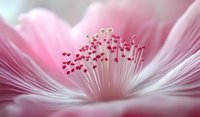 Soft pink flower macro with delicate stamens and petals in close-up, suitable for wellness, beauty, and nature design projects.