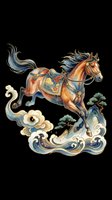 Ornate horse with flowing mane and decorative saddle, isolated on transparent background. Ready for t-shirts, stickers, clipart, sublimation, print-on-demand designs and digital crafts.