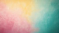 Soft gradient watercolor background blending pink, yellow and turquoise tones with delicate texture creates dreamy atmospheric effect for artistic designs.