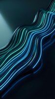 Glowing neon lines flow across dark background in cyan and blue tones, creating modern digital wave pattern for tech, innovation, and contemporary design projects.