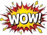 Comic book style wow exclamation burst with red and yellow explosion effects on white background for graphic design projects.